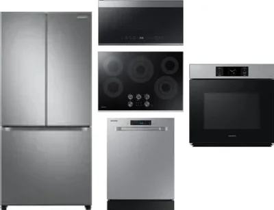 5 Piece Package Includes Refrigerator, Cooktop, Wall Oven, Microwave And Dishwasher
