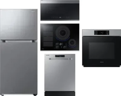 5 Piece Package Includes Refrigerator, Cooktop, Wall Oven, Microwave And Dishwasher