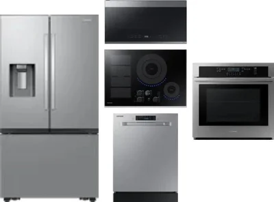 5 Piece Package Includes Refrigerator, Cooktop, Wall Oven, Microwave And Dishwasher