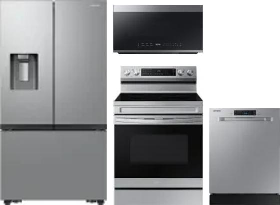 4 Piece Package Includes Refrigerator, Range, Microwave And Dishwasher