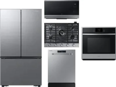 5 Piece Package Includes Refrigerator, Cooktop, Wall Oven, Microwave And Dishwasher