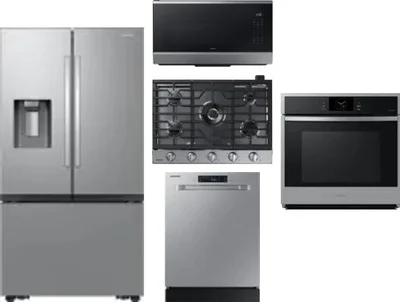 5 Piece Package Includes Refrigerator, Cooktop, Wall Oven, Microwave And Dishwasher