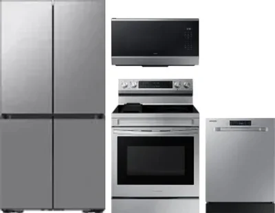 4 Piece Package Includes Refrigerator, Range, Microwave And Dishwasher