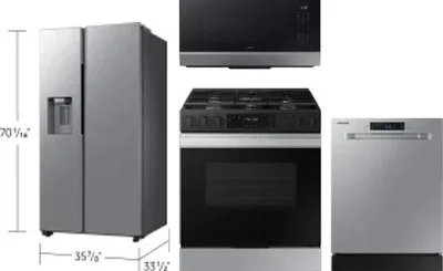 4 Piece Package Includes Refrigerator, Range, Microwave And Dishwasher