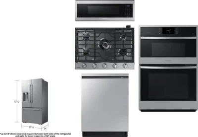 5 Piece Package Includes Refrigerator, Cooktop, Wall Oven, Microwave And Dishwasher