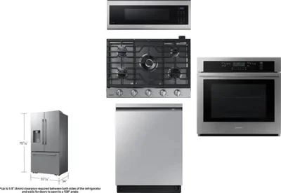 5 Piece Package Includes Refrigerator, Cooktop, Wall Oven, Microwave And Dishwasher