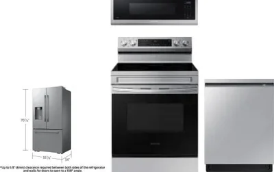 4 Piece Package Includes Refrigerator, Range, Microwave And Dishwasher