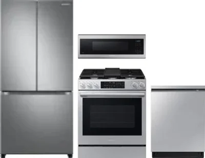 4 Piece Package Includes Refrigerator, Range, Microwave And Dishwasher