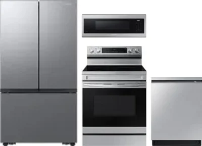 4 Piece Package Includes Refrigerator, Range, Microwave And Dishwasher