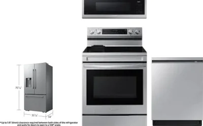 4 Piece Package Includes Refrigerator, Range, Microwave And Dishwasher