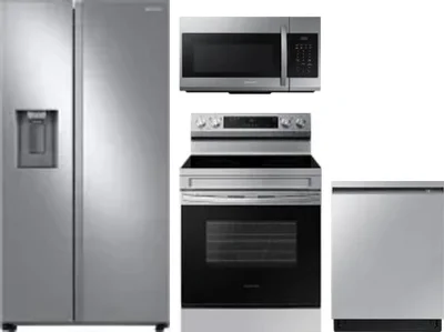 4 Piece Package Includes Refrigerator, Range, Microwave And Dishwasher