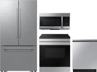 4 Piece Package Includes Refrigerator, Range, Microwave And Dishwasher