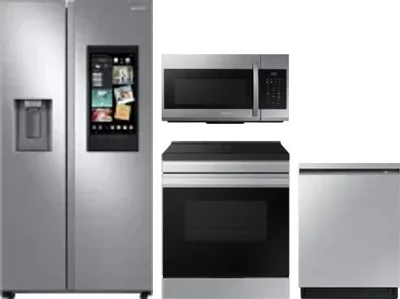 4 Piece Package Includes Refrigerator, Range, Microwave And Dishwasher