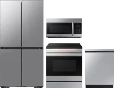 4 Piece Package Includes Refrigerator, Range, Microwave And Dishwasher