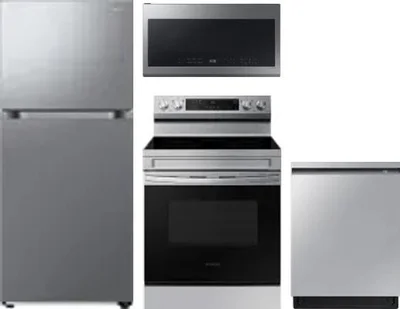 4 Piece Package Includes Refrigerator, Range, Microwave And Dishwasher