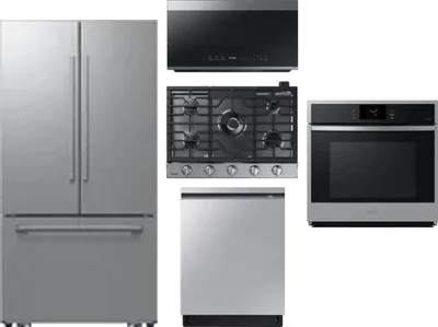 5 Piece Package Includes Refrigerator, Cooktop, Wall Oven, Microwave And Dishwasher