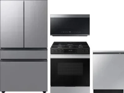 4 Piece Package Includes Refrigerator, Range, Microwave And Dishwasher