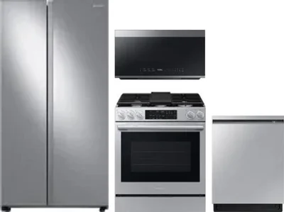 4 Piece Package Includes Refrigerator, Range, Microwave And Dishwasher