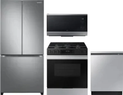 4 Piece Package Includes Refrigerator, Range, Microwave And Dishwasher