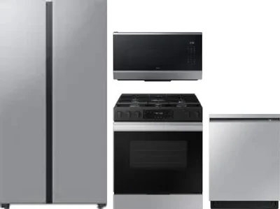 4 Piece Package Includes Refrigerator, Range, Microwave And Dishwasher
