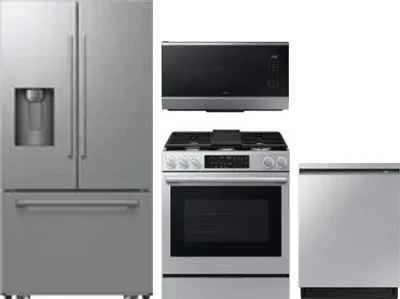 4 Piece Package Includes Refrigerator, Range, Microwave And Dishwasher