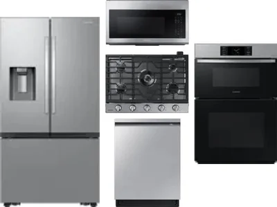5 Piece Package Includes Refrigerator, Cooktop, Wall Oven, Microwave And Dishwasher