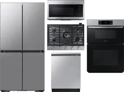 5 Piece Package Includes Refrigerator, Cooktop, Wall Oven, Microwave And Dishwasher