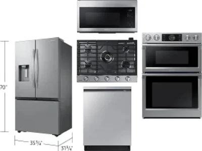 5 Piece Package Includes Refrigerator, Cooktop, Wall Oven, Microwave And Dishwasher