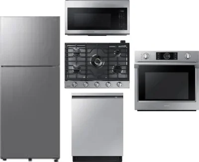 5 Piece Package Includes Refrigerator, Cooktop, Wall Oven, Microwave And Dishwasher