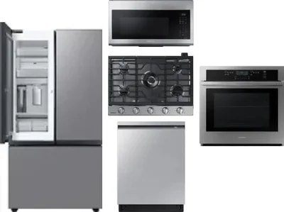 5 Piece Package Includes Refrigerator, Cooktop, Wall Oven, Microwave And Dishwasher