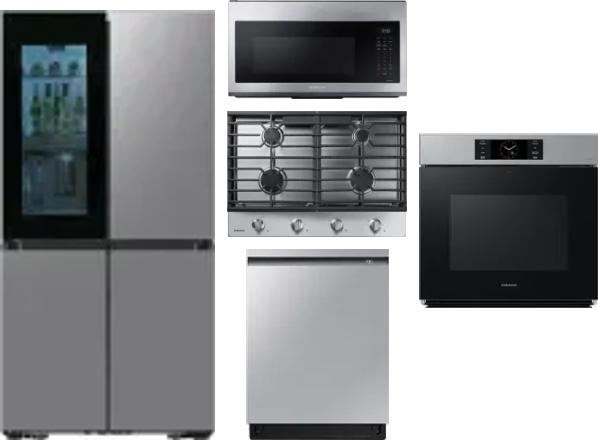 5 Piece Package Includes Refrigerator, Cooktop, Wall Oven, Microwave And Dishwasher