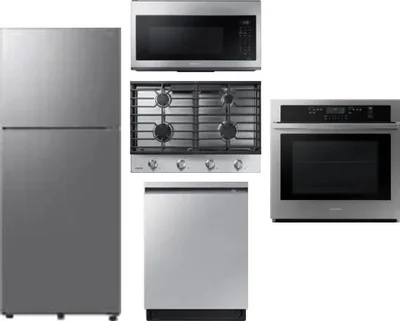 5 Piece Package Includes Refrigerator, Cooktop, Wall Oven, Microwave And Dishwasher