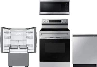 4 Piece Package Includes Refrigerator, Range, Microwave And Dishwasher
