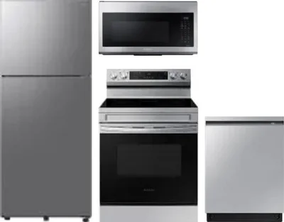 4 Piece Package Includes Refrigerator, Range, Microwave And Dishwasher