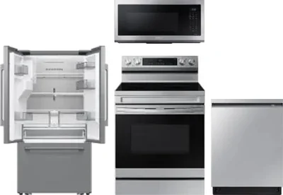 4 Piece Package Includes Refrigerator, Range, Microwave And Dishwasher