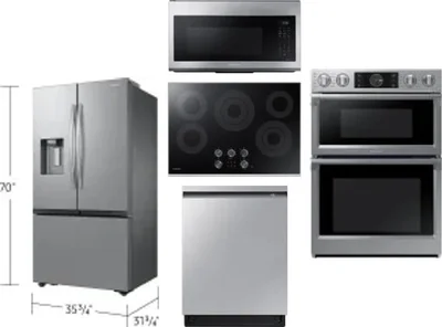 5 Piece Package Includes Refrigerator, Cooktop, Wall Oven, Microwave And Dishwasher