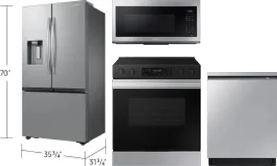 4 Piece Package Includes Refrigerator, Range, Microwave And Dishwasher
