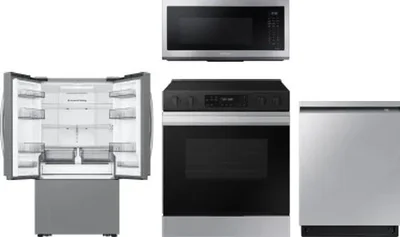 4 Piece Package Includes Refrigerator, Range, Microwave And Dishwasher