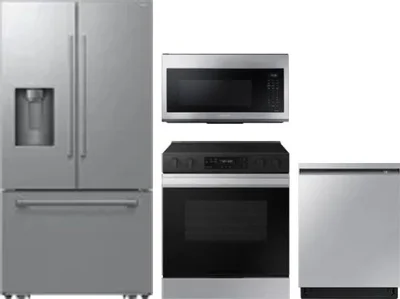4 Piece Package Includes Refrigerator, Range, Microwave And Dishwasher