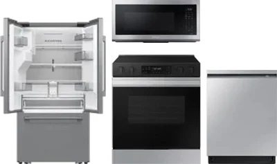 4 Piece Package Includes Refrigerator, Range, Microwave And Dishwasher