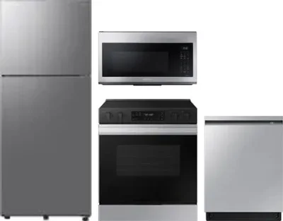 4 Piece Package Includes Refrigerator, Range, Microwave And Dishwasher