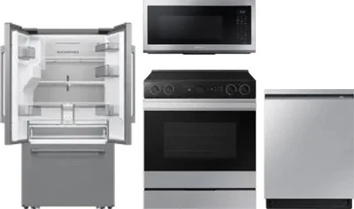 4 Piece Package Includes Refrigerator, Range, Microwave And Dishwasher