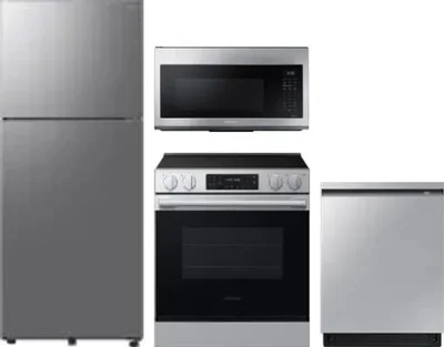 4 Piece Package Includes Refrigerator, Range, Microwave And Dishwasher