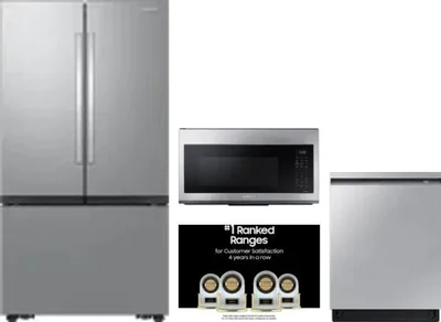 4 Piece Package Includes Refrigerator, Range, Microwave And Dishwasher