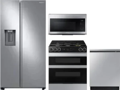 4 Piece Package Includes Refrigerator, Range, Microwave And Dishwasher