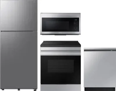 4 Piece Package Includes Refrigerator, Range, Microwave And Dishwasher