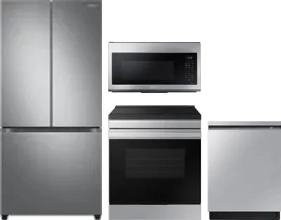 4 Piece Package Includes Refrigerator, Range, Microwave And Dishwasher