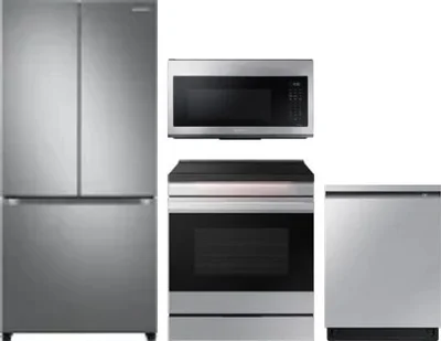 4 Piece Package Includes Refrigerator, Range, Microwave And Dishwasher