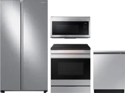 4 Piece Package Includes Refrigerator, Range, Microwave And Dishwasher