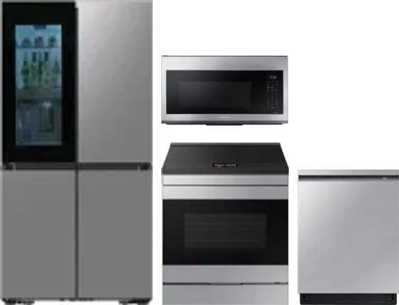 4 Piece Package Includes Refrigerator, Range, Microwave And Dishwasher